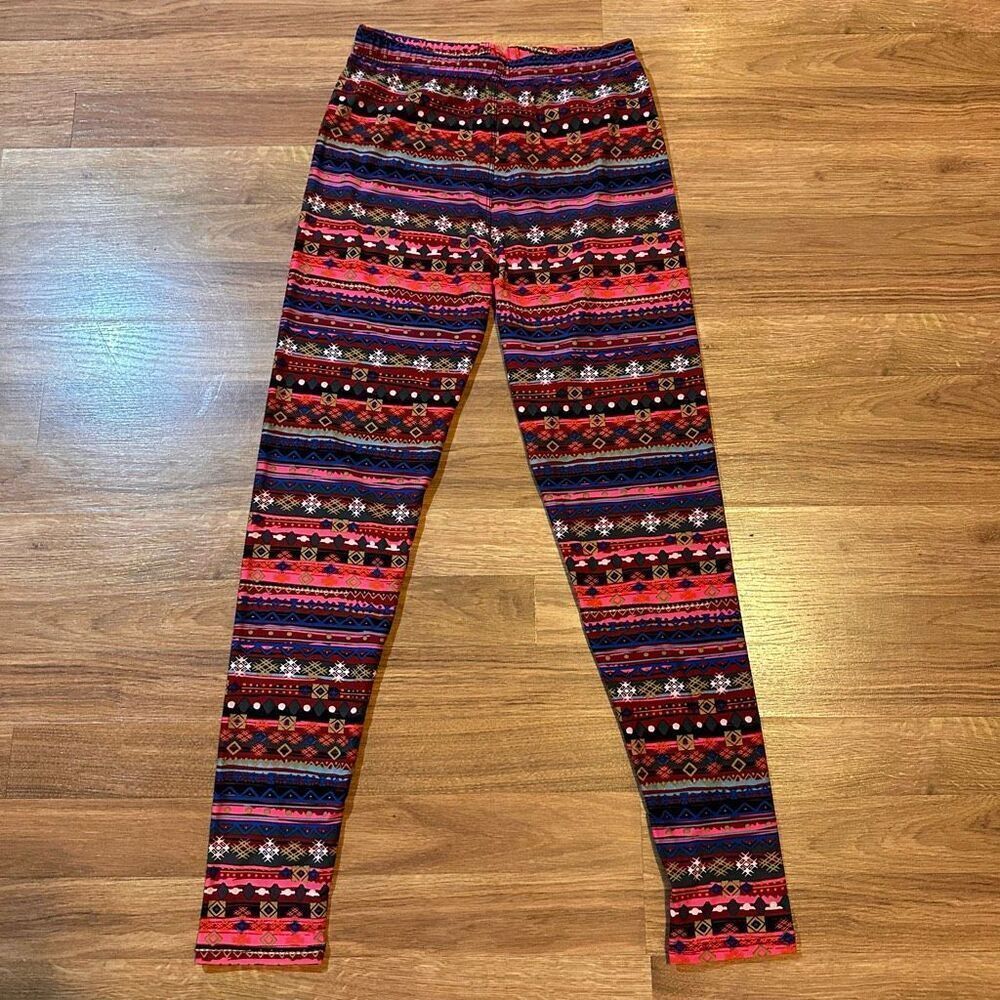 Agnes & Dora Leggings Geometric Design Colorful Pants Stretchy Soft | Women Size
